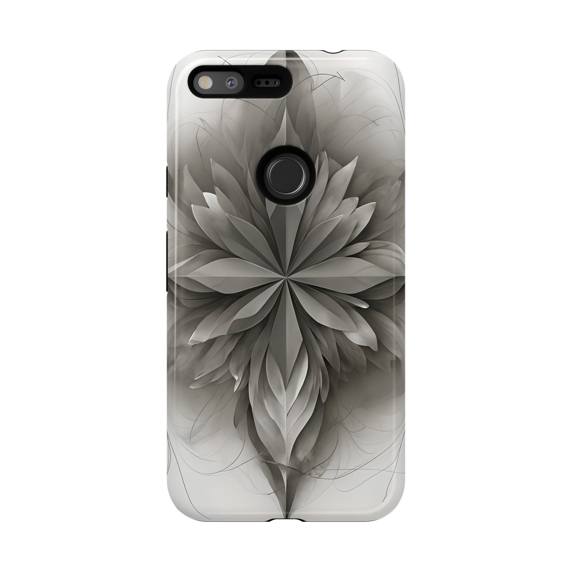 Silver Lotus - Elegant Monochrome Floral Google Pixel XL Tough Phone Case - Modern Lotus Design