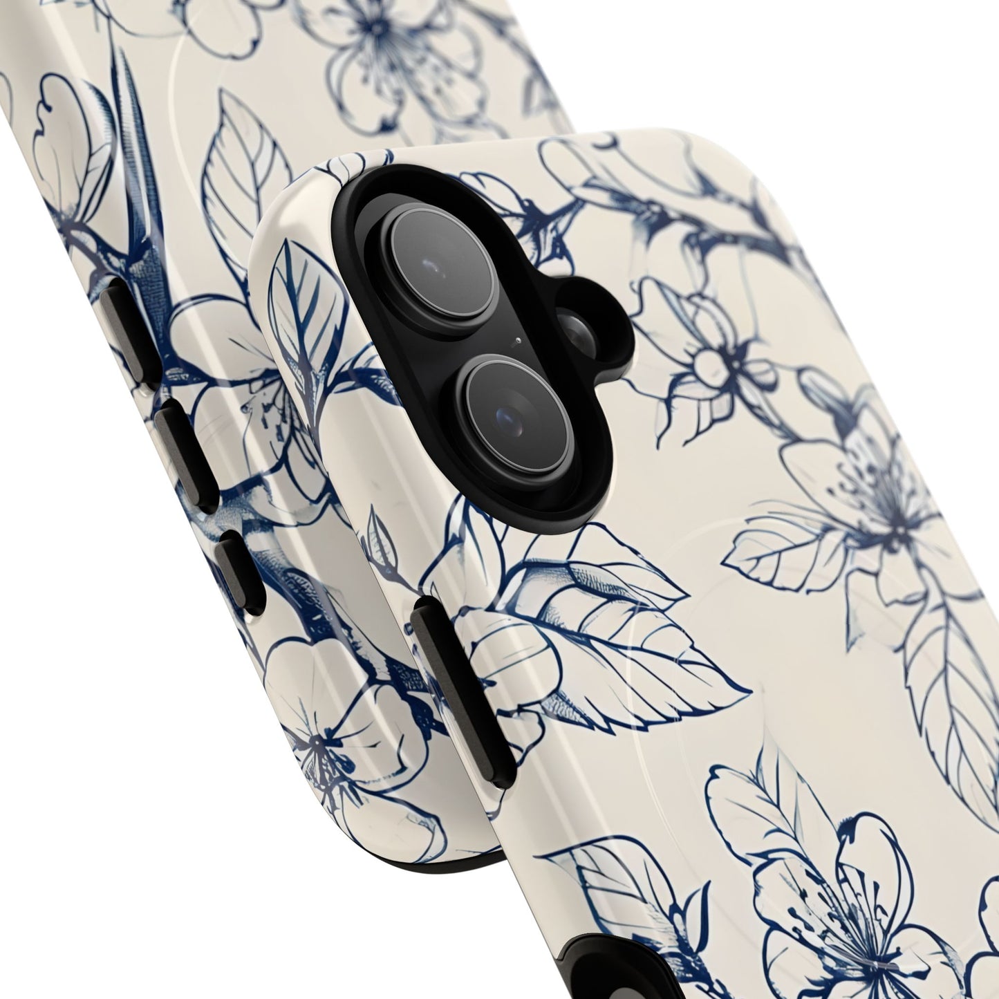 Blossom Sketch - Artistic Blue Floral - iPhone MagSafe Phone Case - Botanical Design