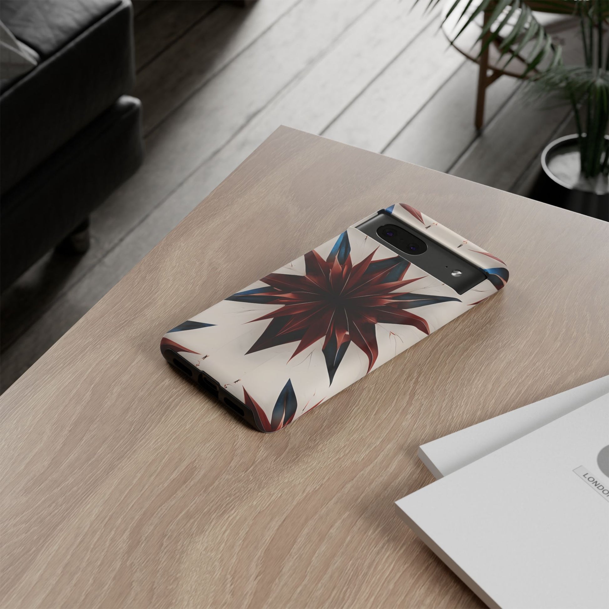 Garnet Starburst - Kaleidoscope Collection Gemstone Floral - Google Pixel 7 Tough Phone Case - Floral Burst Design