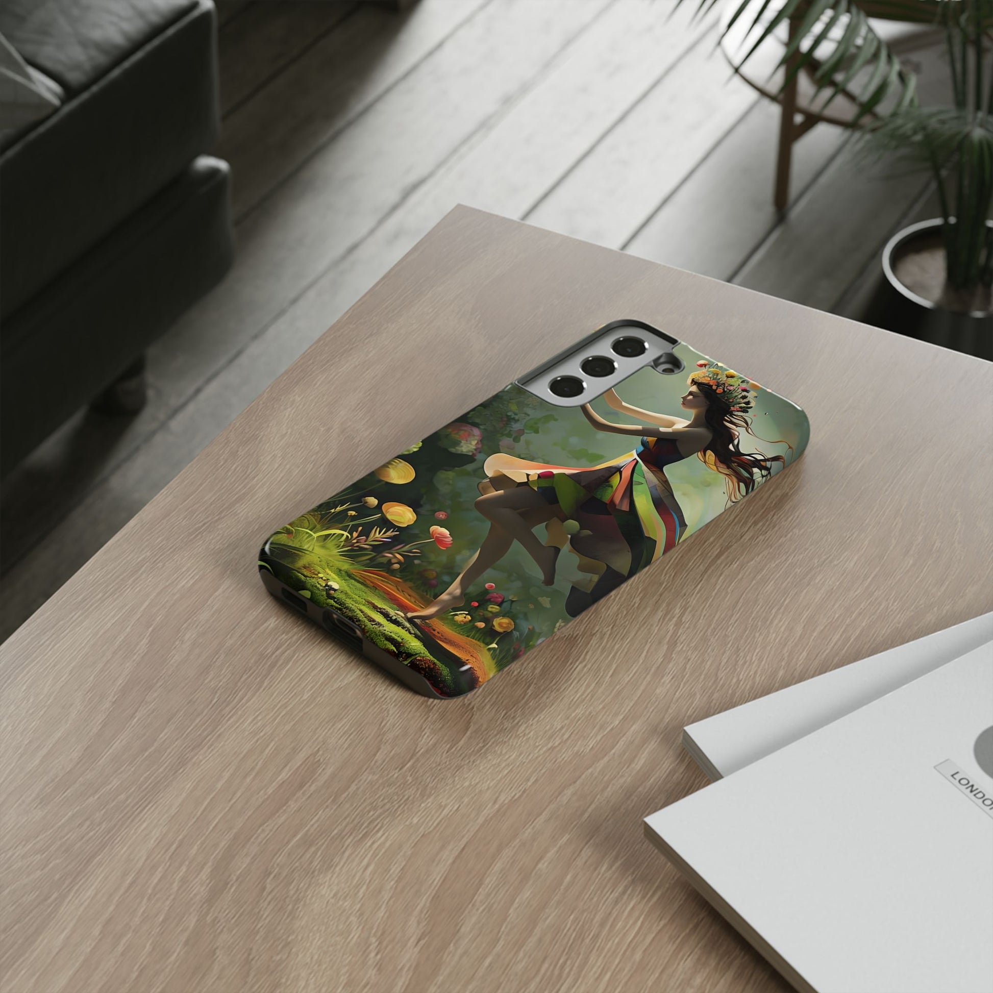 Dancing Wildflower Muse Samsung Galaxy S22 Plus Tough Case - Artistic Floral Fantasy Cover - Whimsical Nature-Inspired Protective Accessory