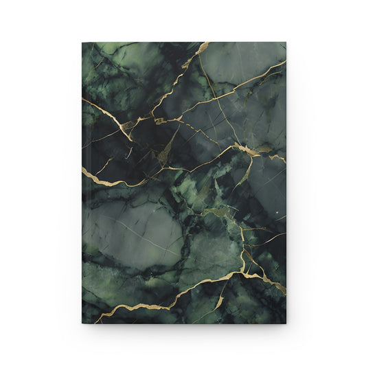 Verdant Vein hardcover journal with emerald, green marble design and gold-vein pattern