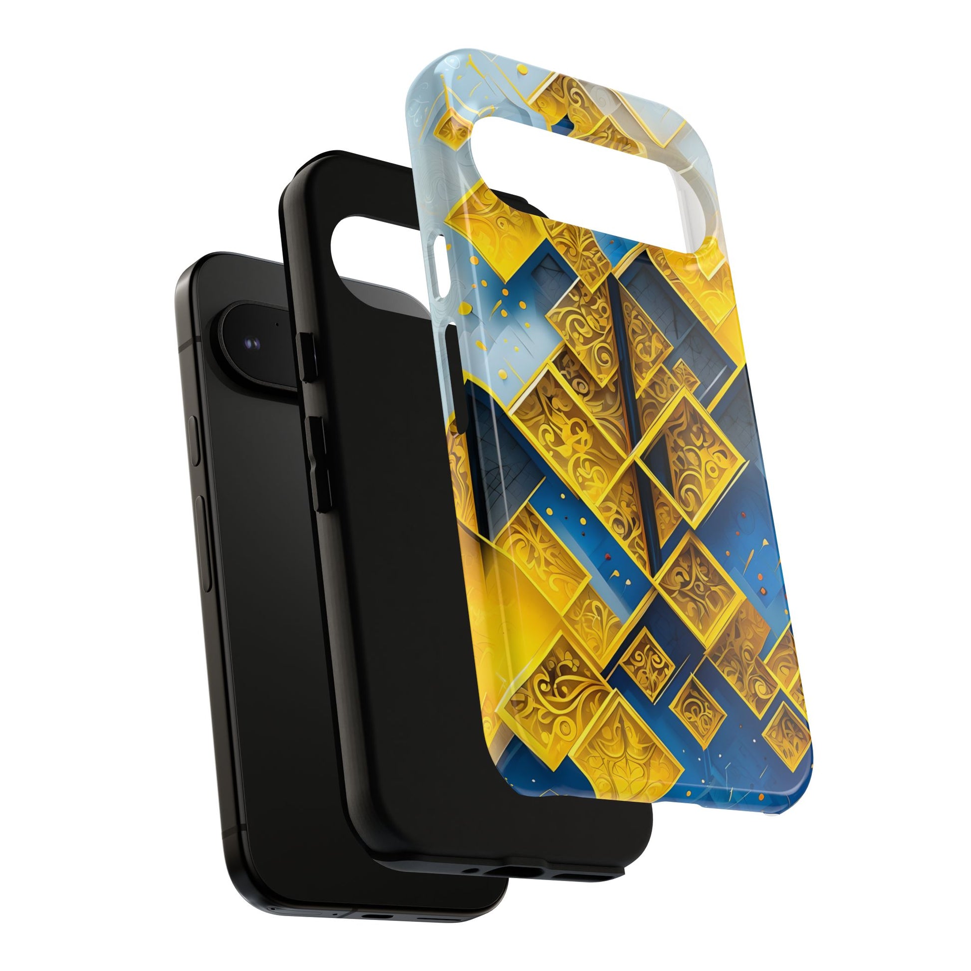 Golden Ascent Luxe Geometric Google Pixel 9 Pro Tough Case - Elegant Abstract Gold Design