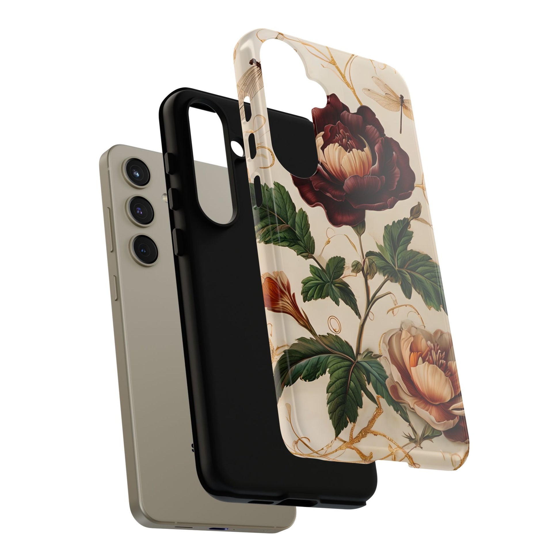 Vintage Burgundy Rose - Elegant Floral Samsung Galaxy S24 Plus Phone Case - Classic Painterly Rose Design