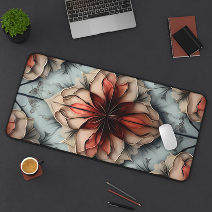 Ember Bloom Designer Desk Mat - Premium Office Desk Pad, 3 Sizes Available, Symmetrical Botanical Workspace Protection