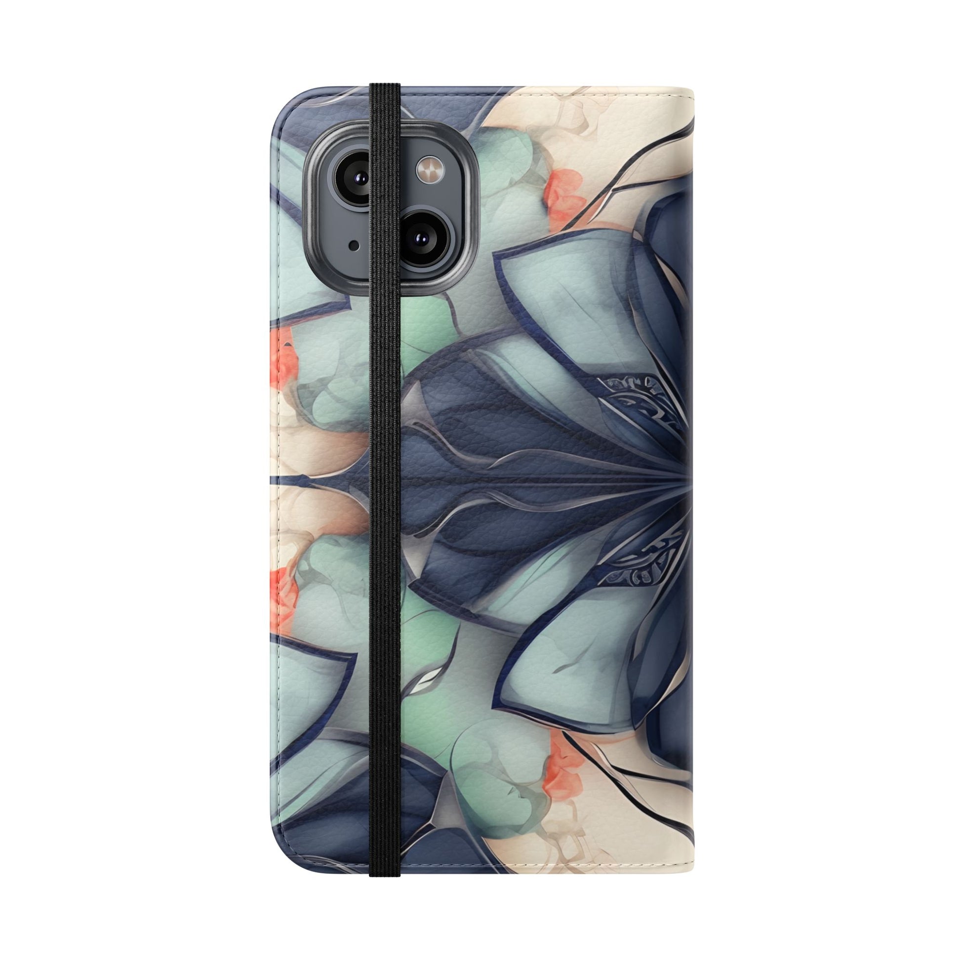 Midnight Mosaic - Abstract Floral Flip Phone Case for iPhone 14