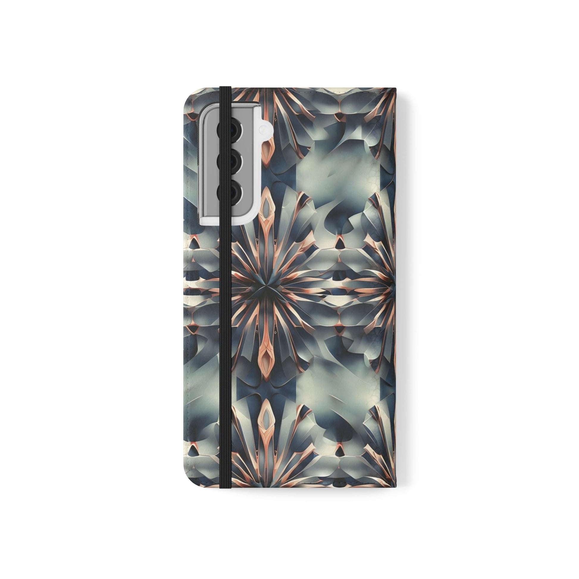 Obsidian Kaleidoscope Samsung Galaxy S21 Wallet Case - Elegant Abstract Flip Cover with Card Slots