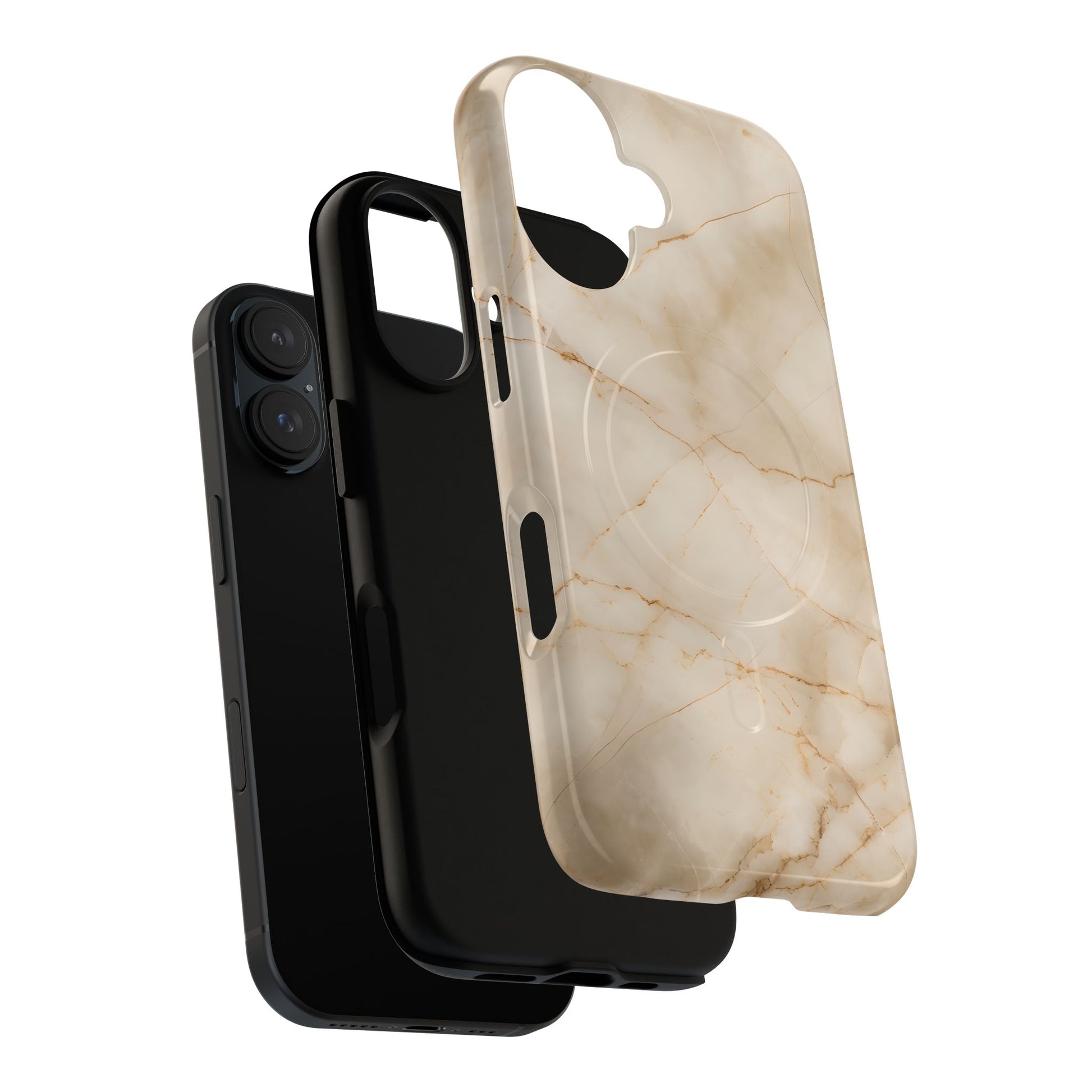Parchment Mist - iPhone 16 MagSafe Phone Case - Neutral Beige Marble Design