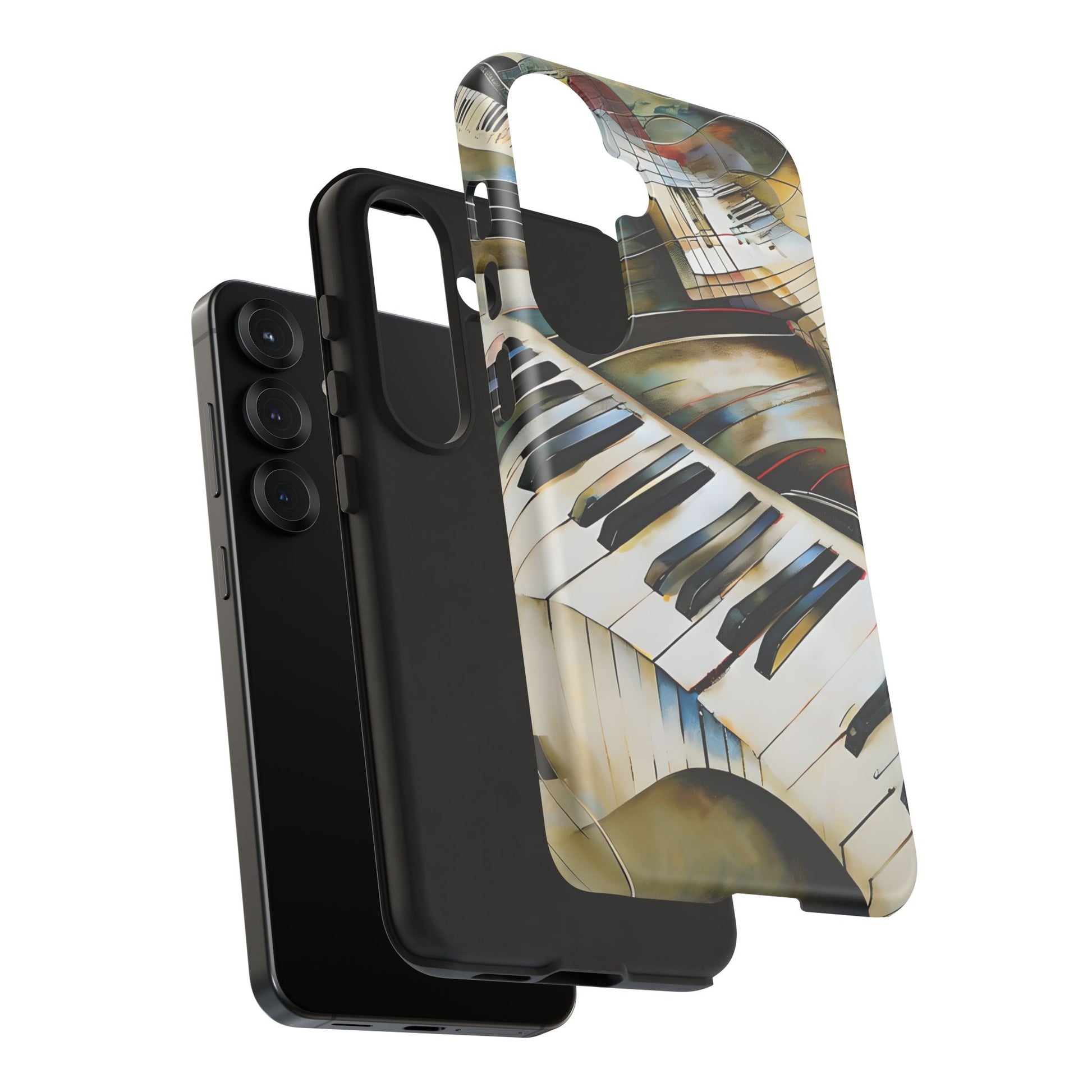 Ivory Cascade Abstract Keyboard Music Tough Case for Samsung Galaxy S25- Shockproof Phone Cover