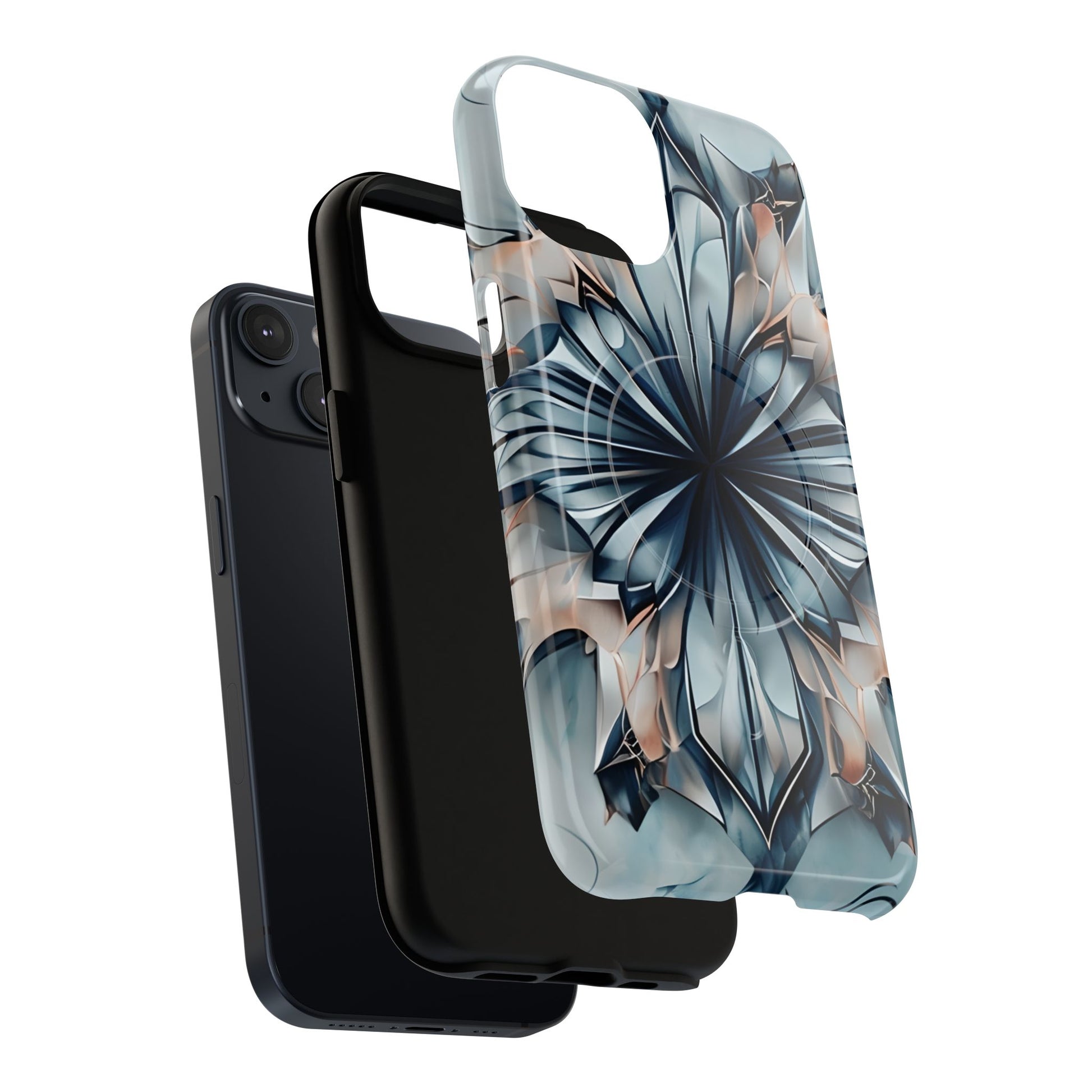 Dual-layer Indigo Mirage iPhone MagSafe case showing shock absorbing protection