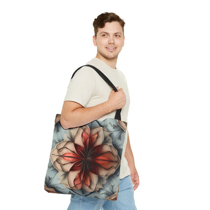 Ember Bloom Canvas Tote Bag (16x16 & 18x18) - Fiery Abstract Eco-Friendly Shopping Bag