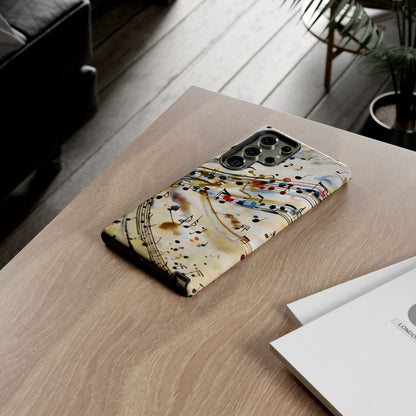 Melodic Flow musical notes Samsung Galaxy phone case lifestyle desk scene