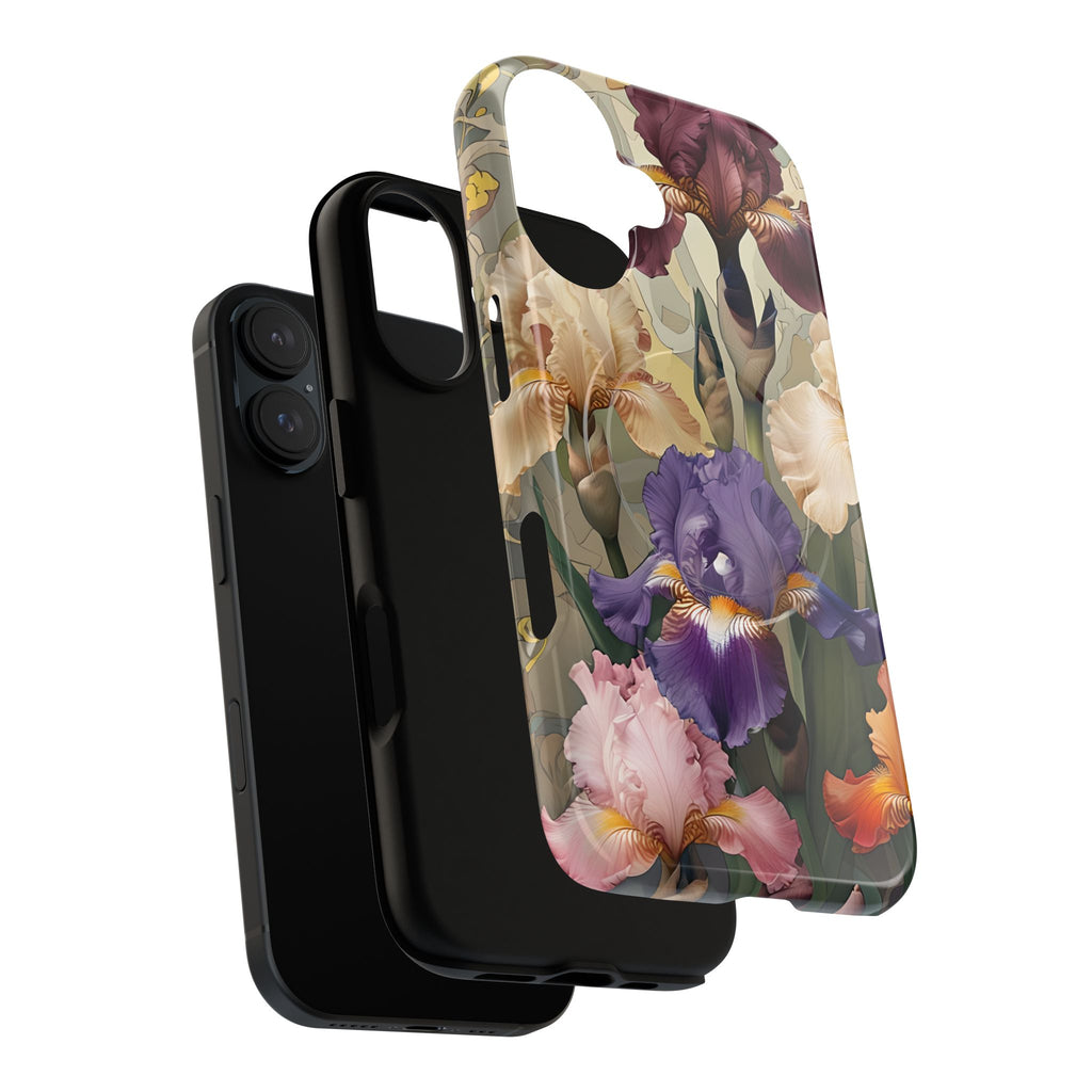 Iris Reverie - Elegant Painterly - iPhone 16 - MagSafe Compatible - Artistic Purple & Cream Iris Design