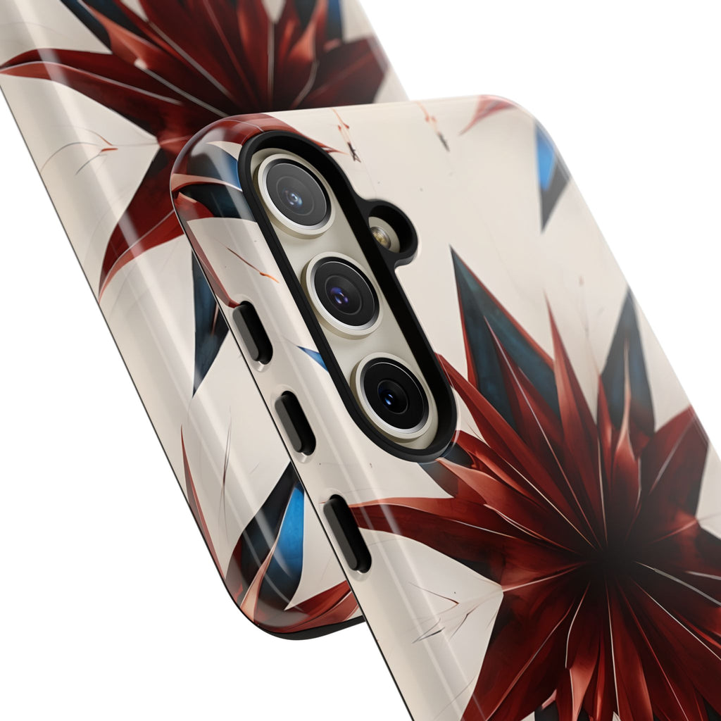 Garnet Starburst - Kaleidoscope Collection Gemstone Floral - Samsung Galaxy S24 Plus Tough Phone Case - Floral Burst Design