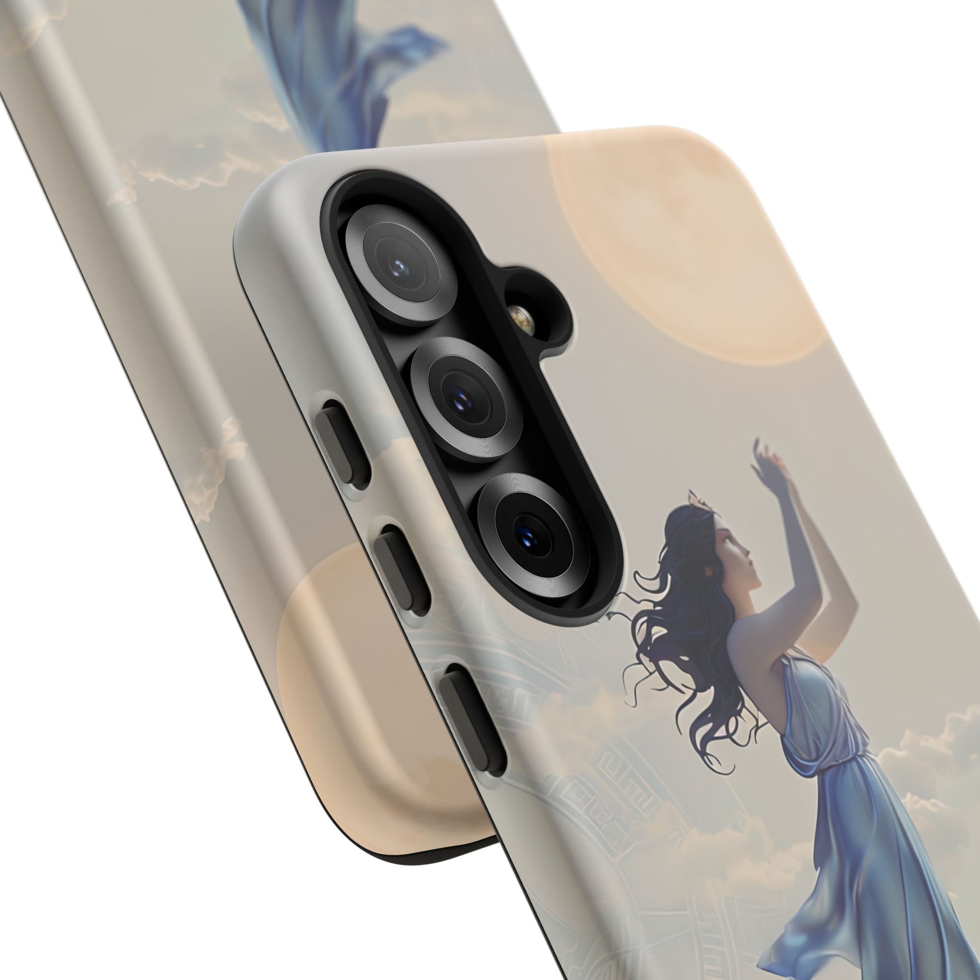 Moonlit Ascend - Ethereal Celestial Art Samsung Galaxy S25 Plus Tough Phone Case - Dreamy Night Sky & Floating Woman Design