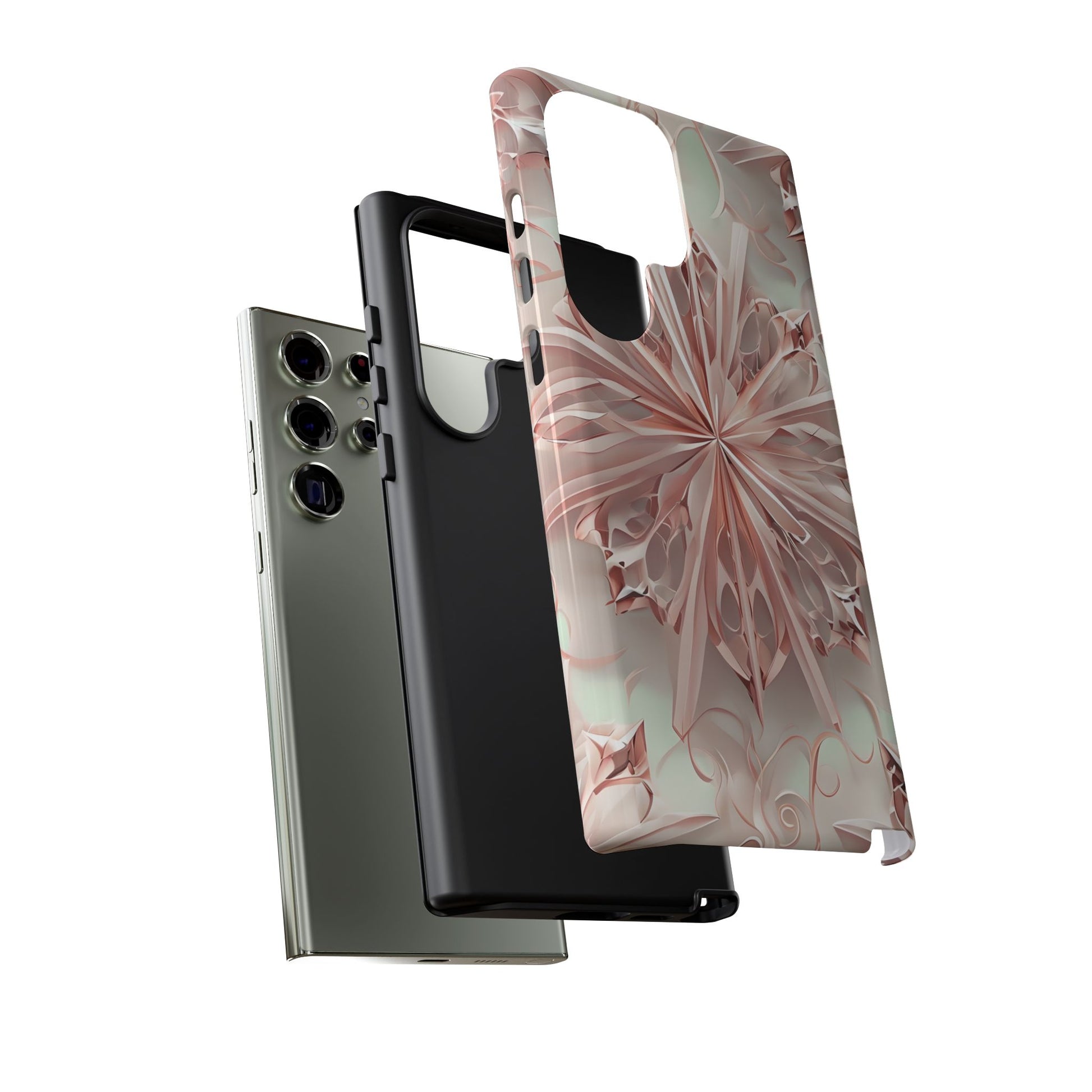 Blush Frost from our Kaleidoscope Collection - Samsung Galaxy S23 Ultra tough case - Soft Pink Geometric Floral Design