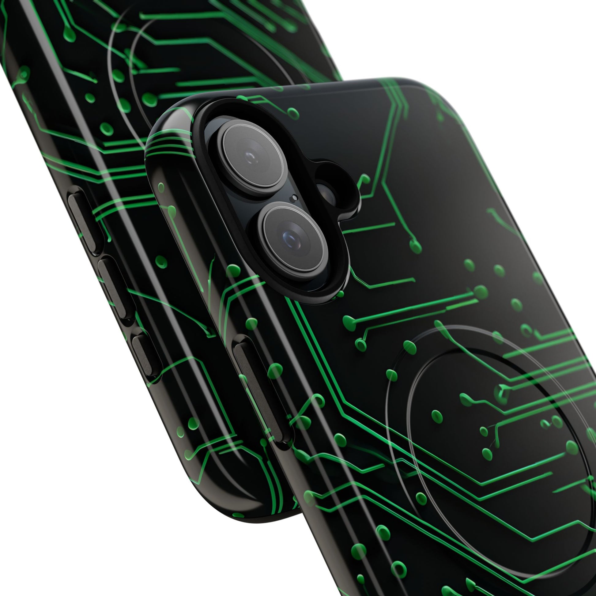 Green Circuit Grid iPhone 16 Plus MagSafe Compatible case- Tech-Inspired Shockproof Cover