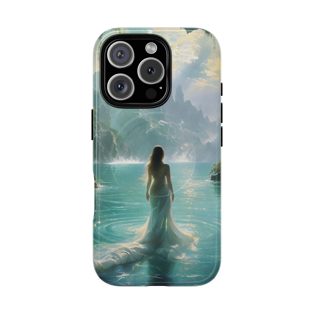 Celestial Tides - Dreamscape Art iPhone 16 Pro MagSafe Phone Case -Ethereal Woman & Fantasy Landscape Design