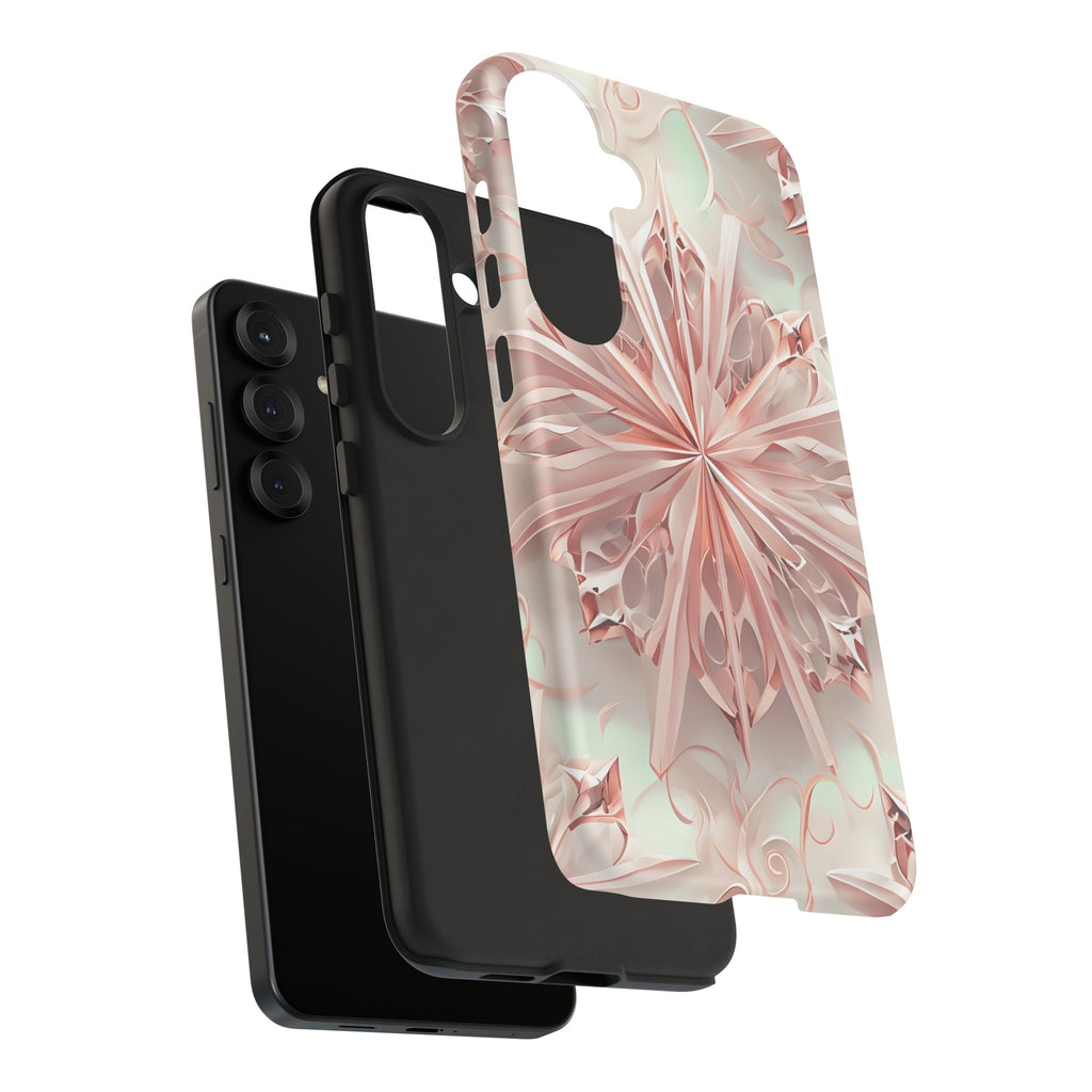 Blush Frost from our Kaleidoscope Collection - Samsung Galaxy S25 Plus tough case - Soft Pink Geometric Floral Design