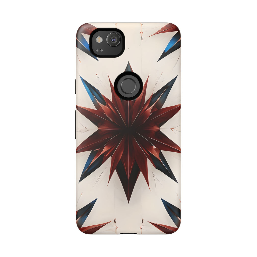 Garnet Starburst - Kaleidoscope Collection Gemstone Floral - Google Pixel 2 Tough Phone Case - Floral Burst Design