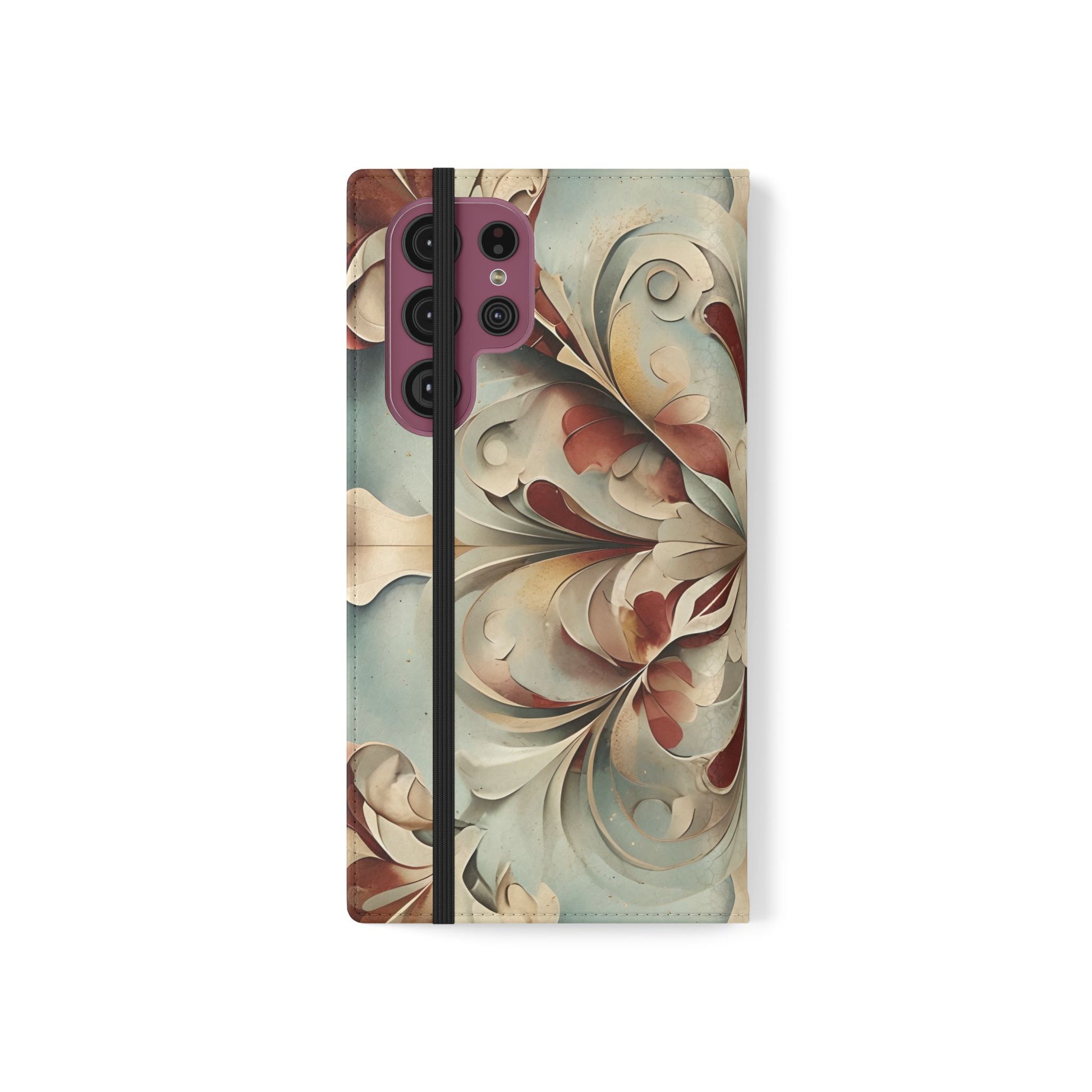 Vintage Baroque Blossom Wallet Phone Case - Elegant Floral Flip Cover for Samsung Galaxy S22 Ultra