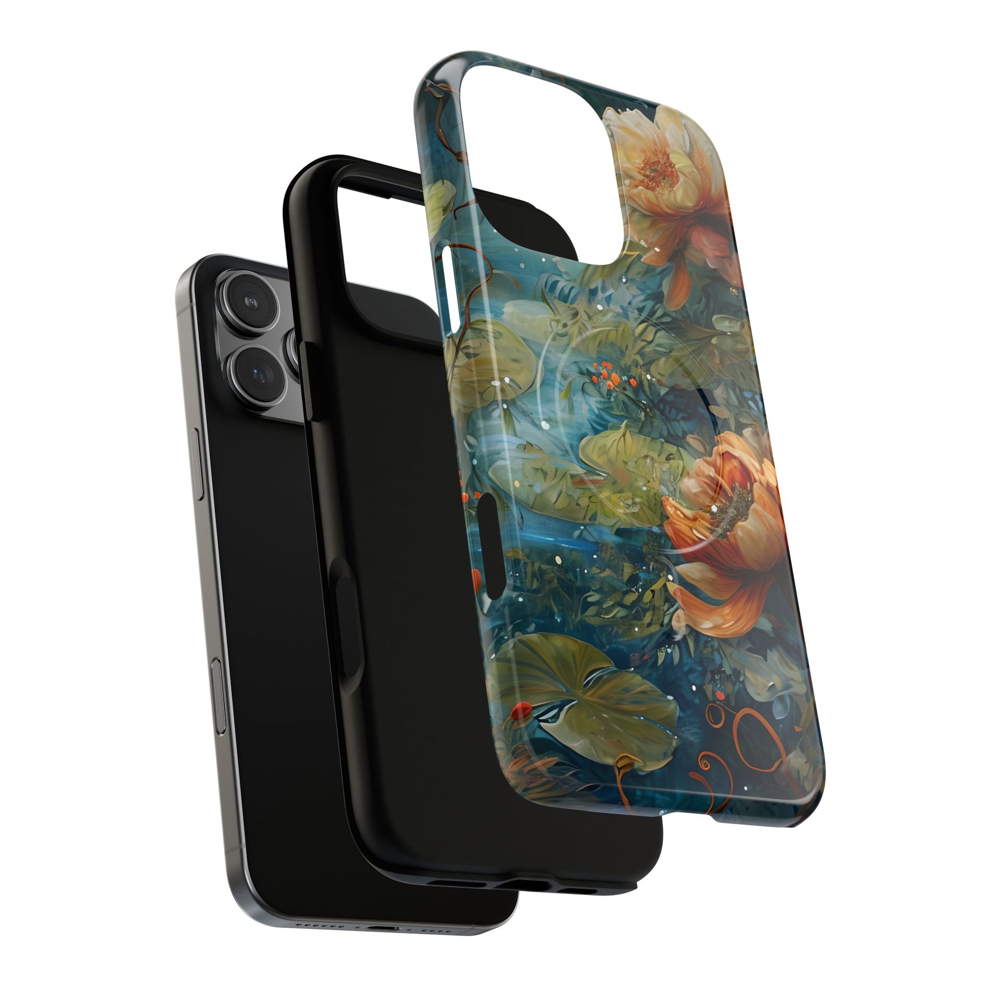 Waterlily Nocturne iPhone 16 Pro Max Case - Artistic Tough Cover - MagSafe Compatible - Premium Drop Protection