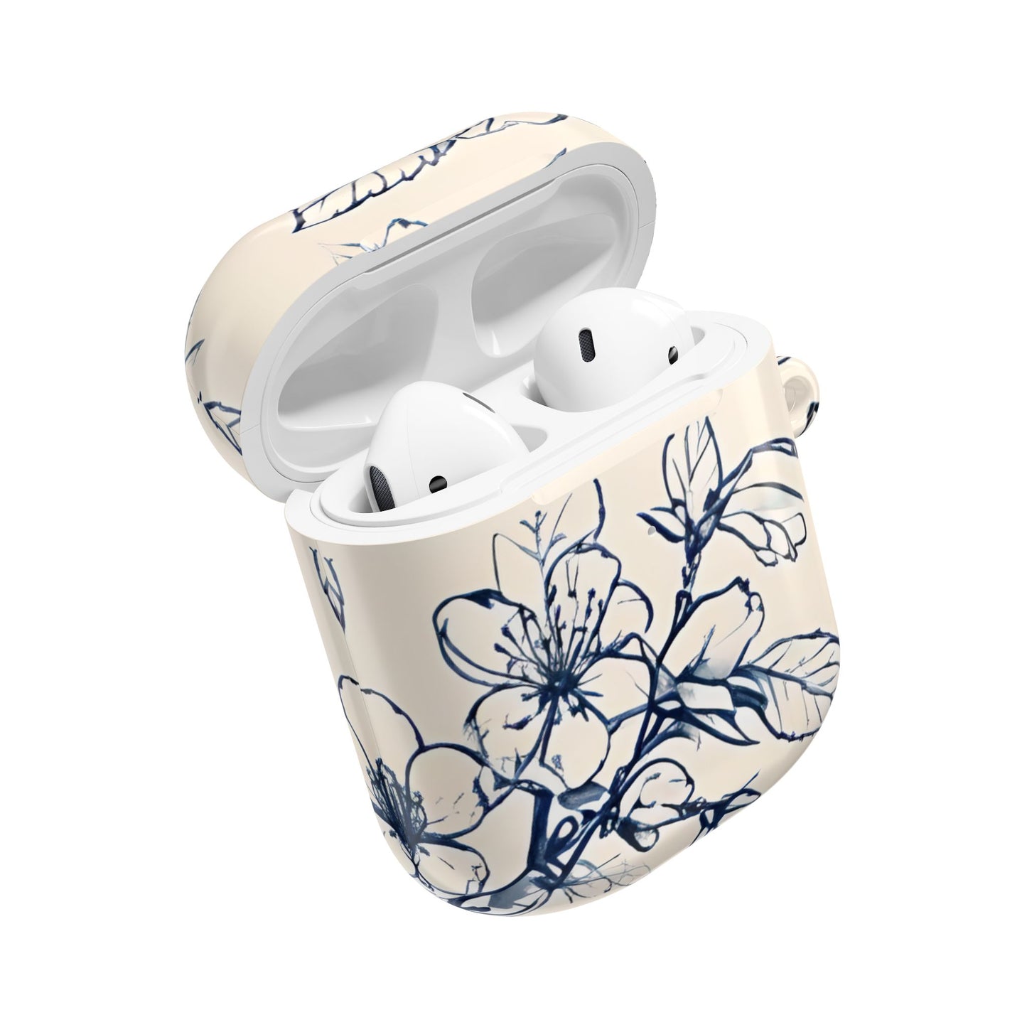 Blossom Sketch AirPod Case - Elegant Floral Earbud Cover for Gen 1, 2, 3, Pro Gen 1 & 2 - Chic Blue Botanical Gift for Her