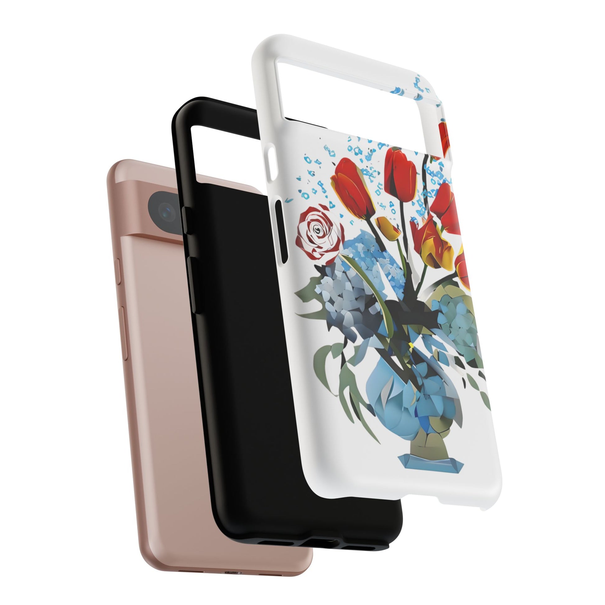 Bouquet Brilliance - Artistic Floral Google Pixel 8 Tough Phone Case - Vibrant Tulip, Rose & Hydrangea Design