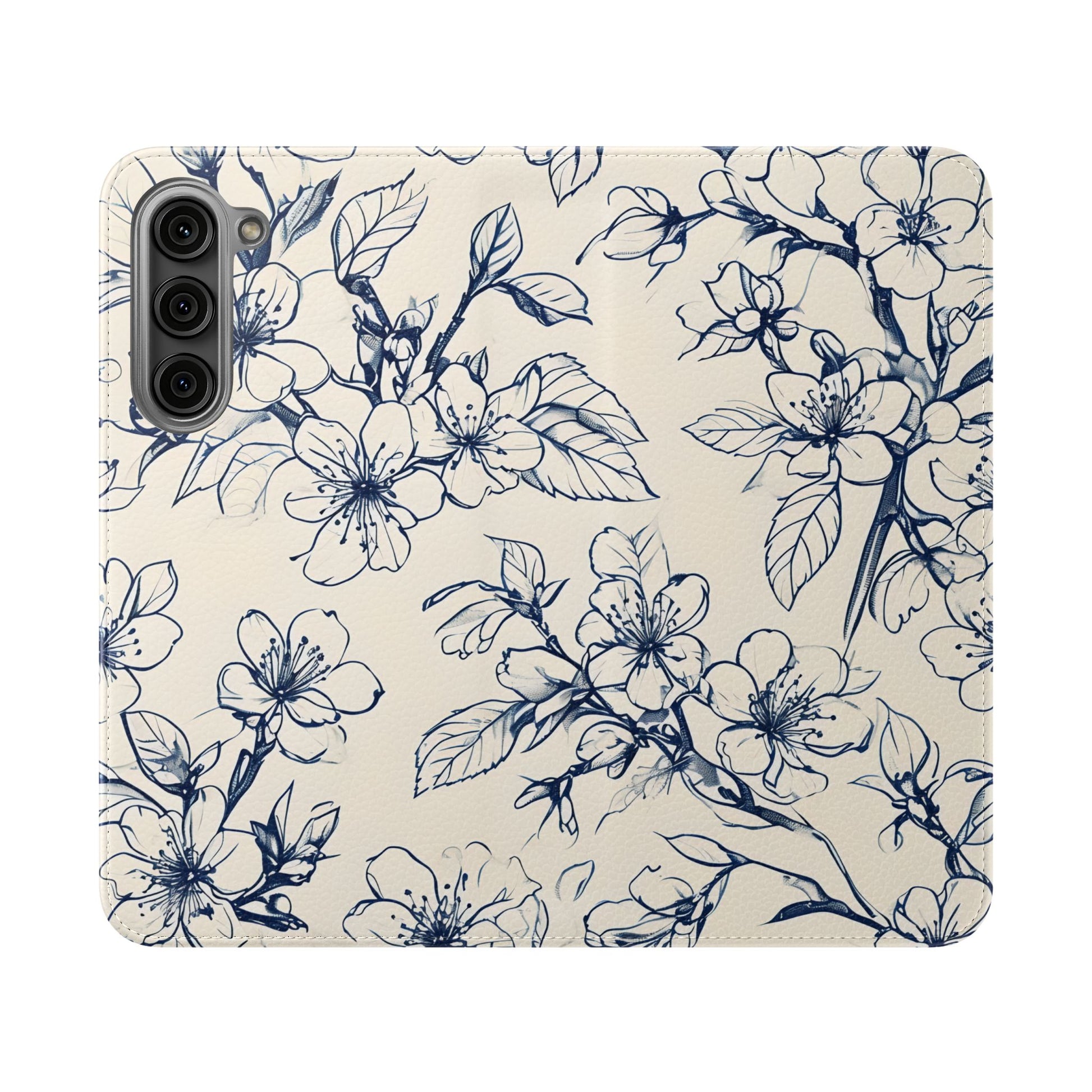 Blossom Sketch - Minimalist Floral Flip Phone Case for Samsung Galaxy S23 Plus