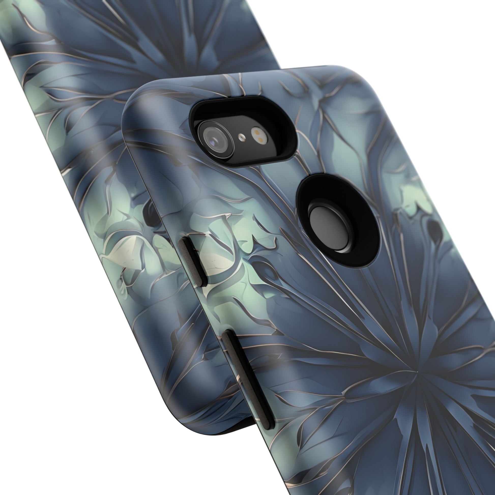 Indigo Mosaic - Artistic Kaleidoscope Collection Artistic Floral - Google Pixel 3 Tough Phone Case - Bold Blue Symmetrical Design
