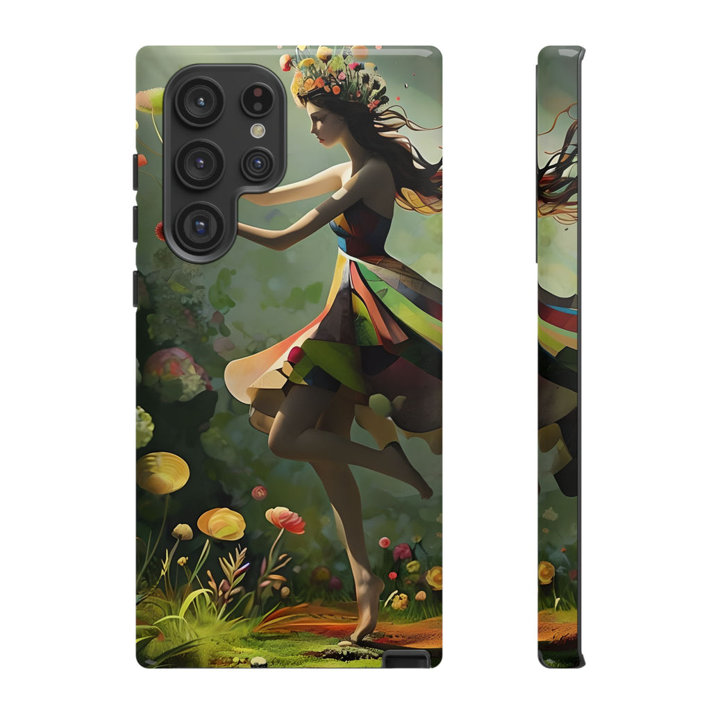 Dancing Wildflower Muse Samsung Galaxy S22 Ultra Tough Case - Artistic Floral Fantasy Cover - Whimsical Nature-Inspired Protective Accessory