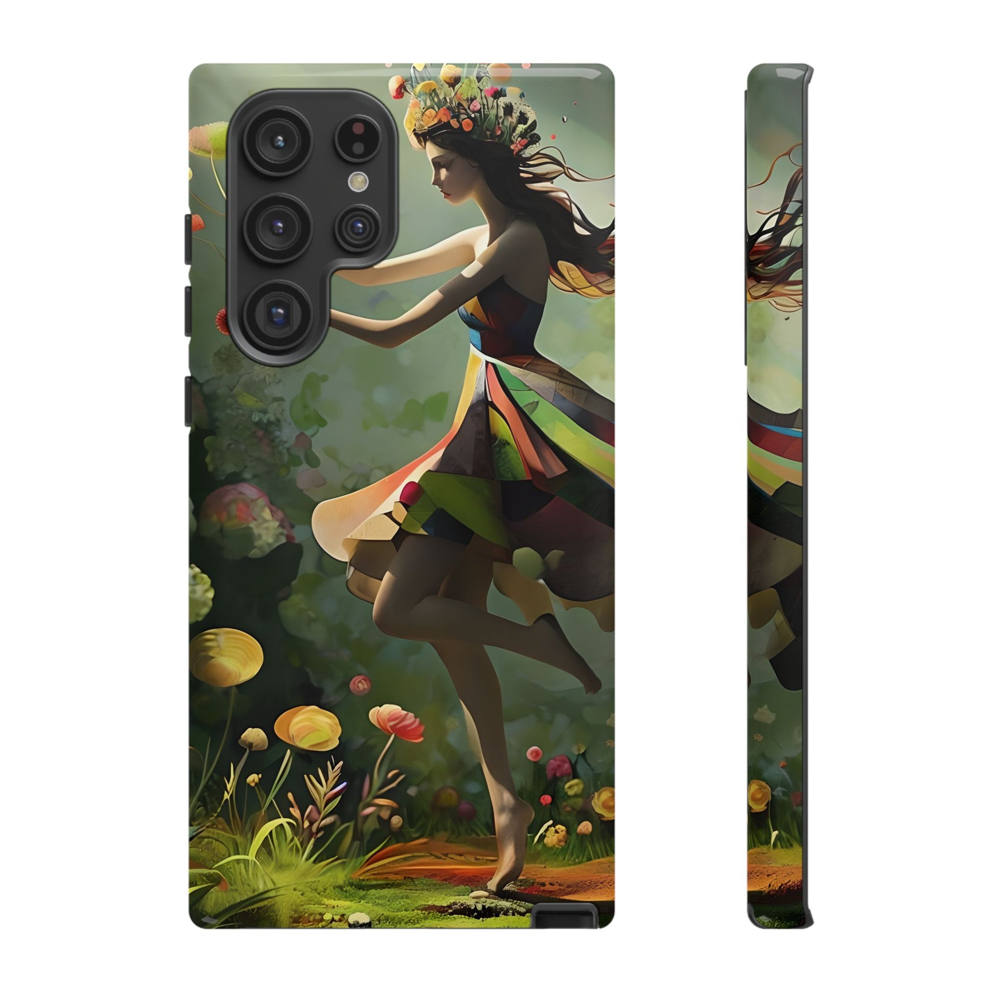 Dancing Wildflower Muse Samsung Galaxy S22 Ultra Tough Case - Artistic Floral Fantasy Cover - Whimsical Nature-Inspired Protective Accessory