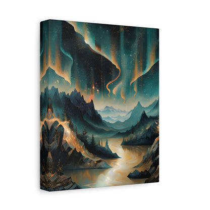 Aurora Dreamscape Vertical Wall Art - Premium Northern Lights Canvas Print, Tranquil Aurora Borealis Decor for Home & Office