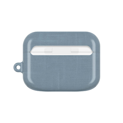 Blue Grey Linen AirPods Case - Minimalist Smooth Weave Texture Cover for Gen 1, 2, 3, Pro Gen 1 & 2