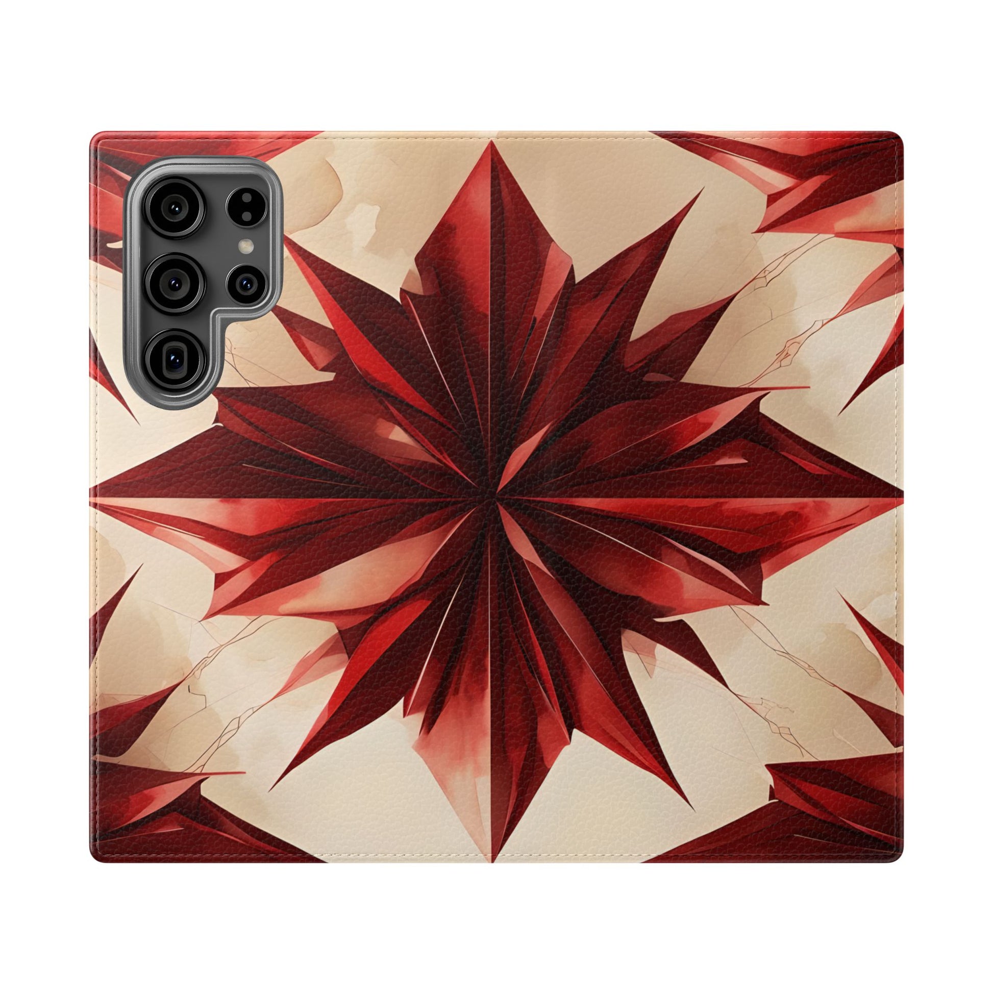Ruby Compass Samsung Galaxy S23 Ultra Wallet Case - Bold Geometric Flip Cover with Card Slots