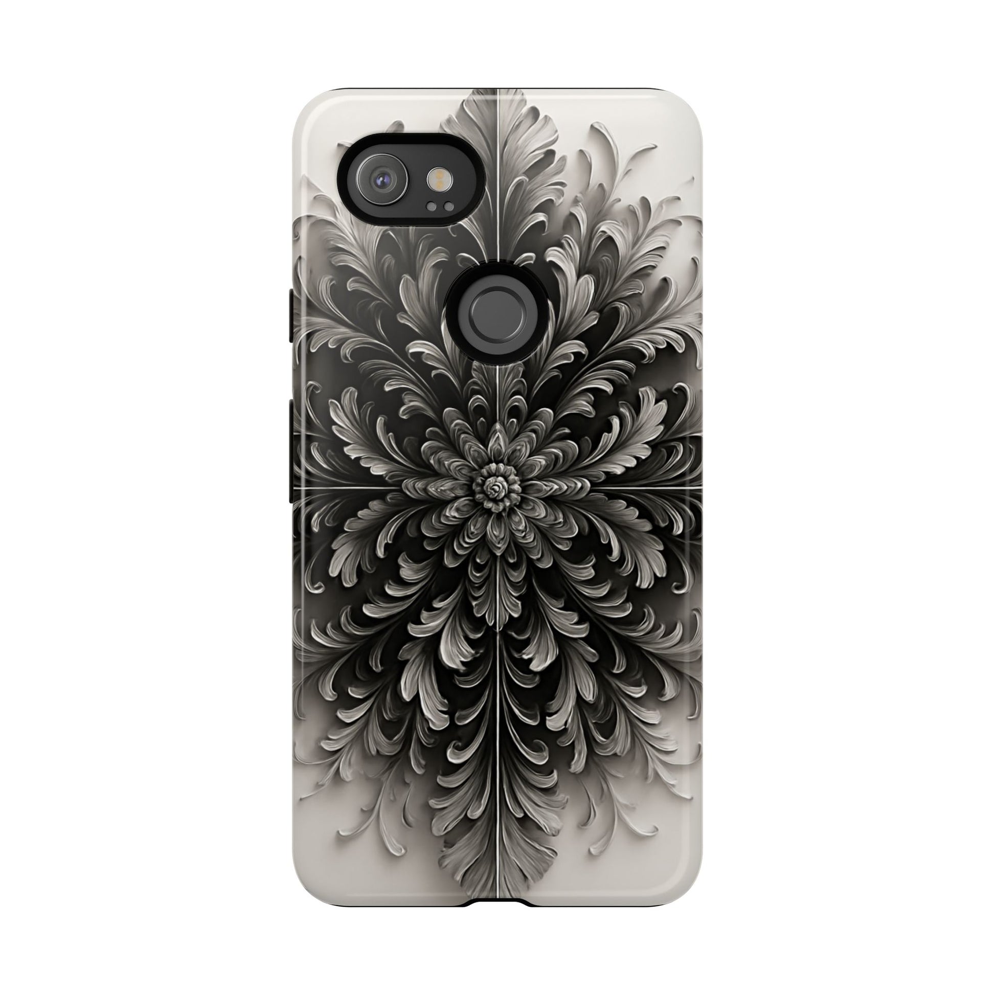Obsidian Bloom - Elegant Black & White Google Pixel 2XL Phone Case - Intricate Mandala Flower Design