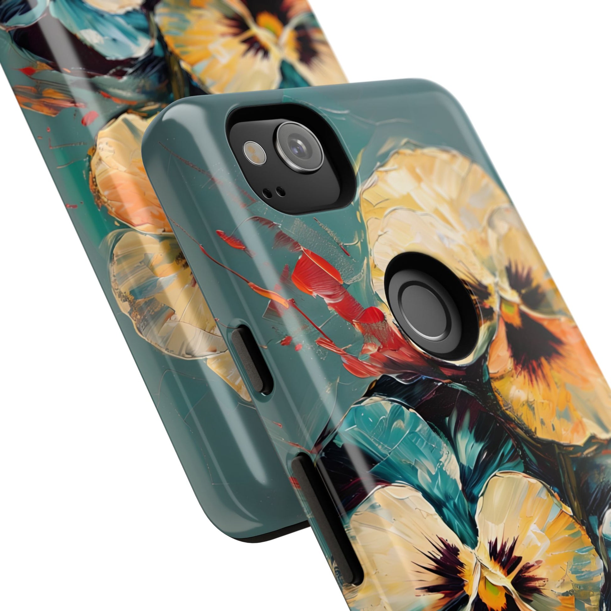 Golden Pansy Cascade Tough Case for Google Pixel 2 - Floral Artistic Shockproof Cover, Elegant Protective Phone Case