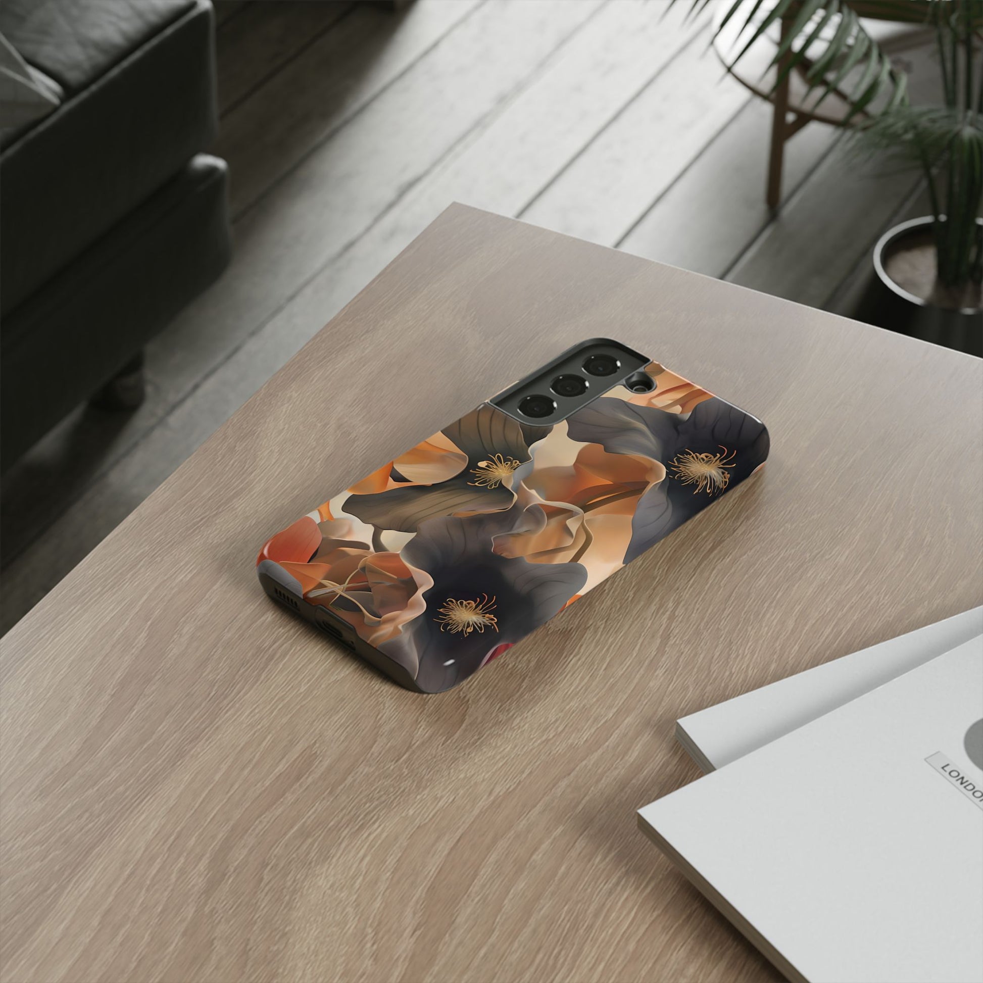 Autumn Ember - Moody Floral Art Samsung Galaxy S22 Tough Phone Case - Warm Earthy Botanical Design