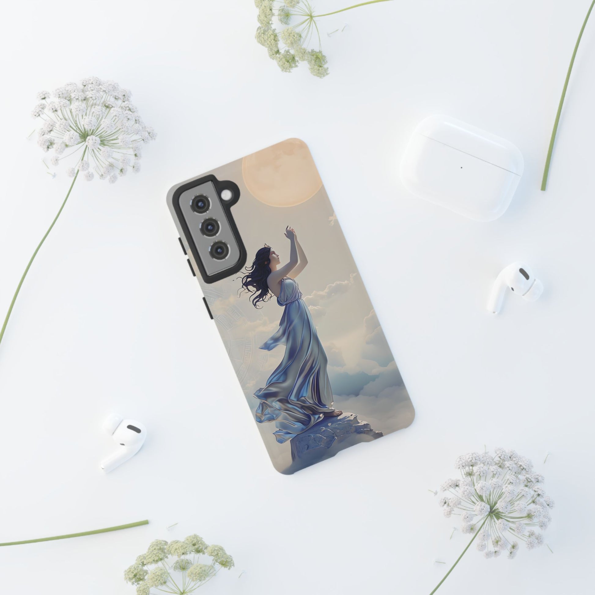 Moonlit Ascend - Ethereal Celestial Art Samsung Galaxy S21 Tough Phone Case - Dreamy Night Sky & Floating Woman Design