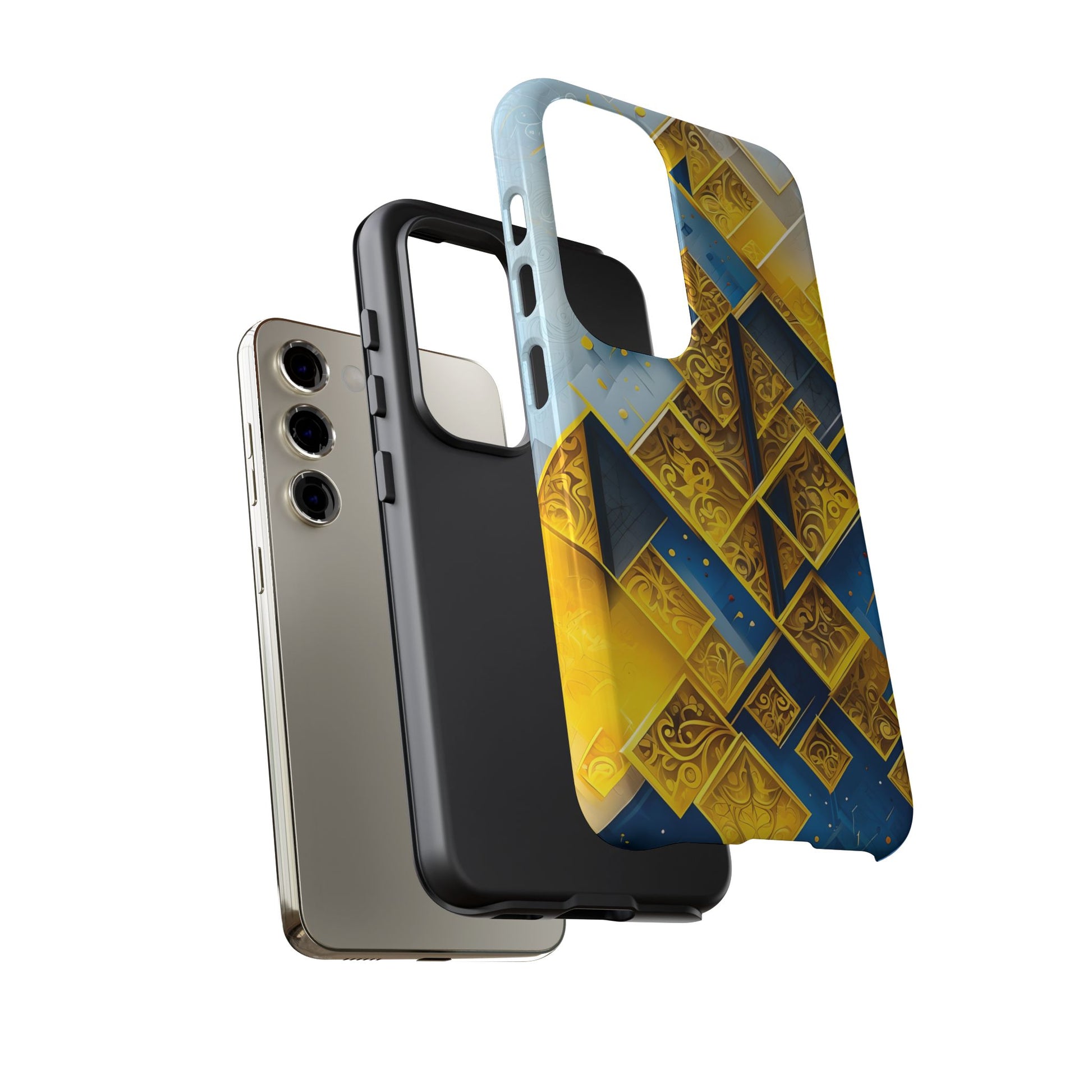Golden Ascent Luxe Geometric Samsung Galaxy S23 Tough Case - Elegant Abstract Gold Design