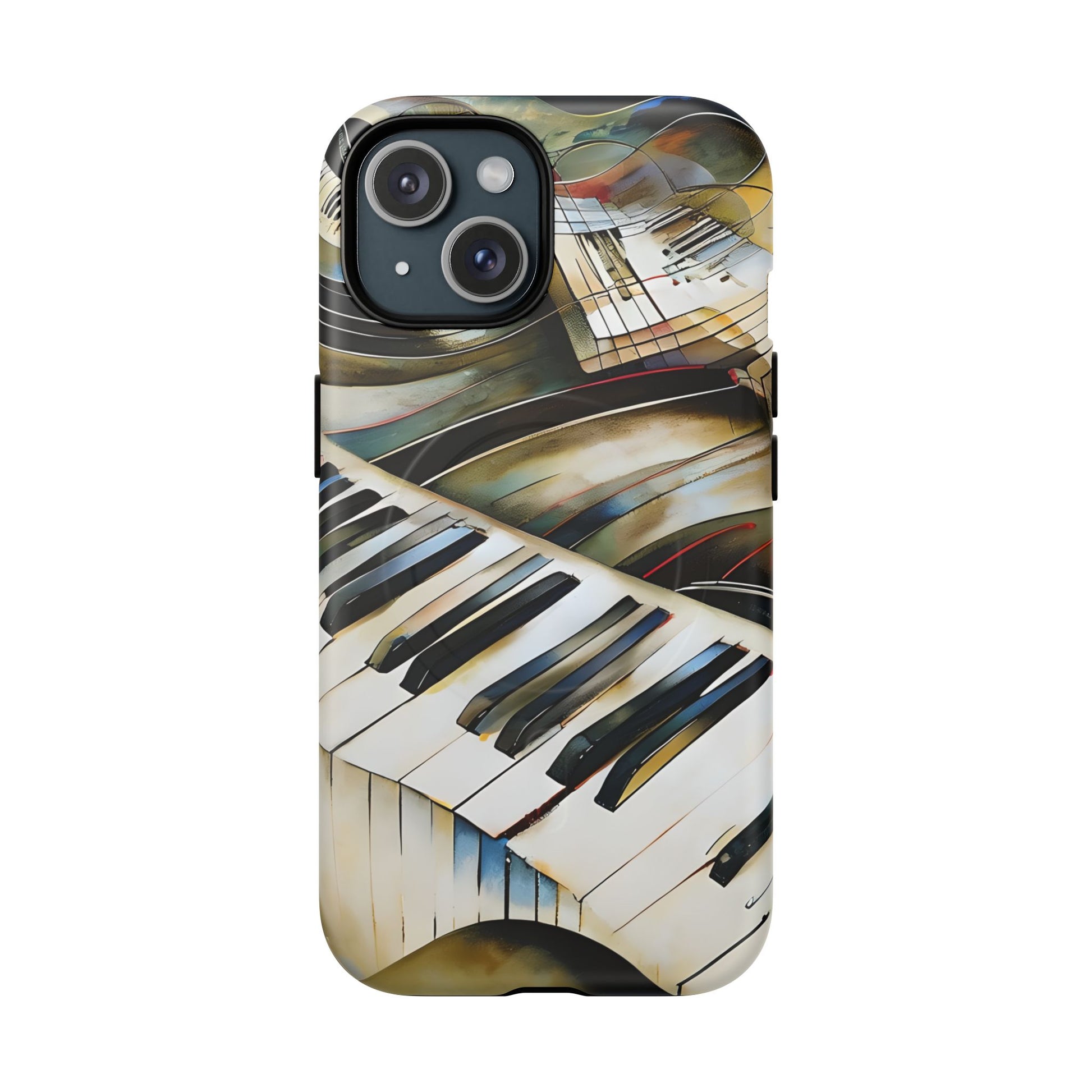 Ivory Cascade Abstract Keyboard Music iPhone 15 MagSafe Case