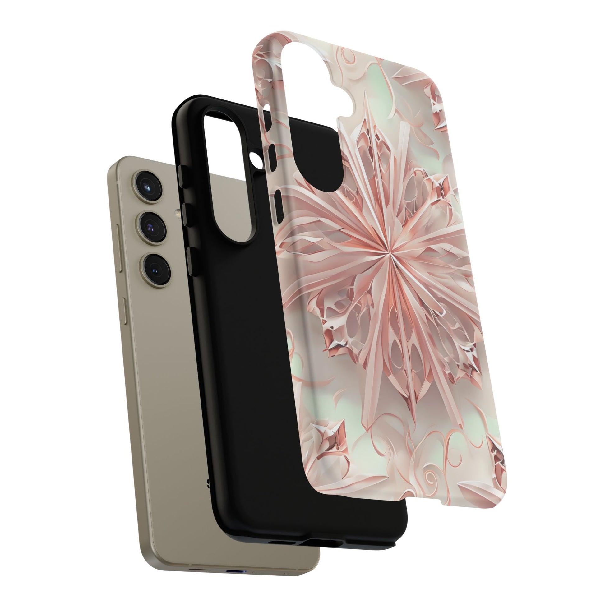 Blush Frost from our Kaleidoscope Collection - Samsung Galaxy S24 Plus tough case - Soft Pink Geometric Floral Design