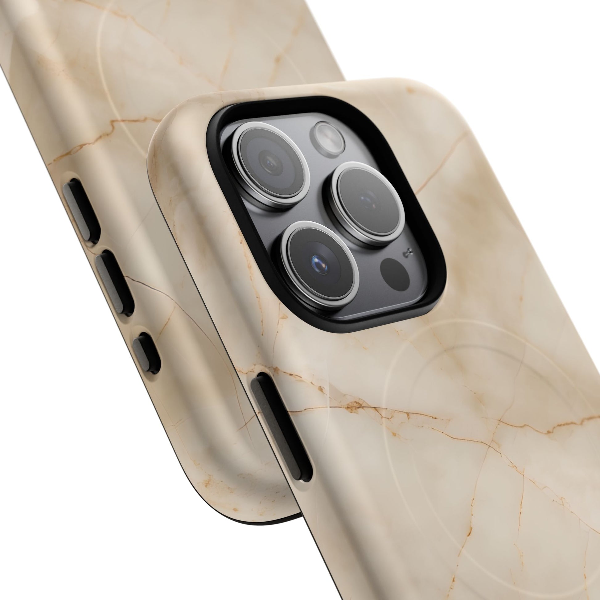 Parchment Mist - iPhone 15 Pro MagSafe Phone Case - Neutral Beige Marble Design