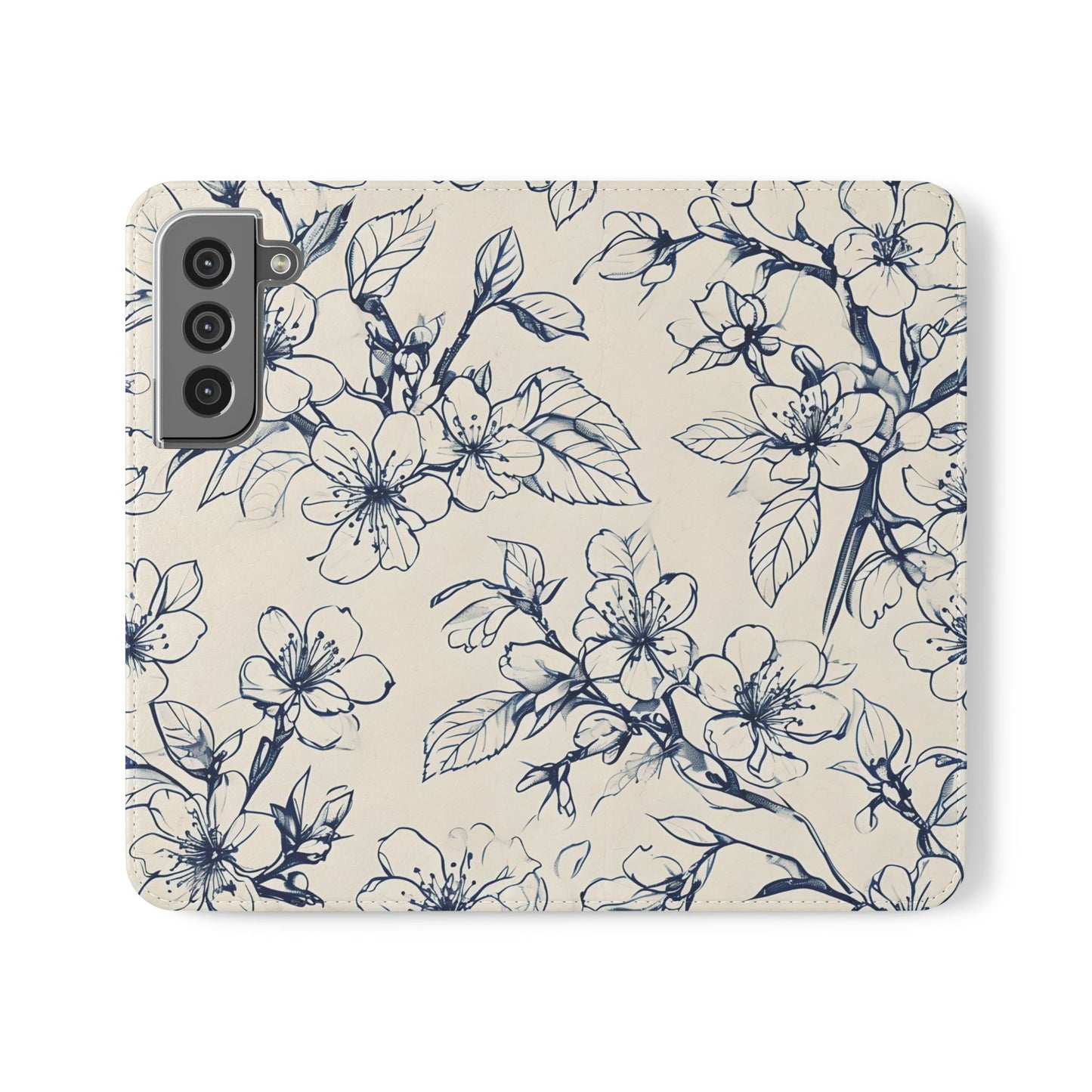 Blossom Sketch - Minimalist Floral Flip Phone Case for Samsung Galaxy