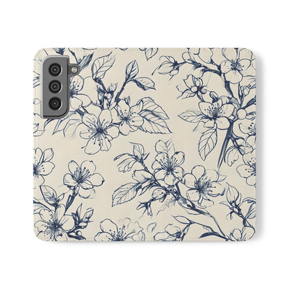 Blossom Sketch - Minimalist Floral Flip Phone Case for Samsung Galaxy
