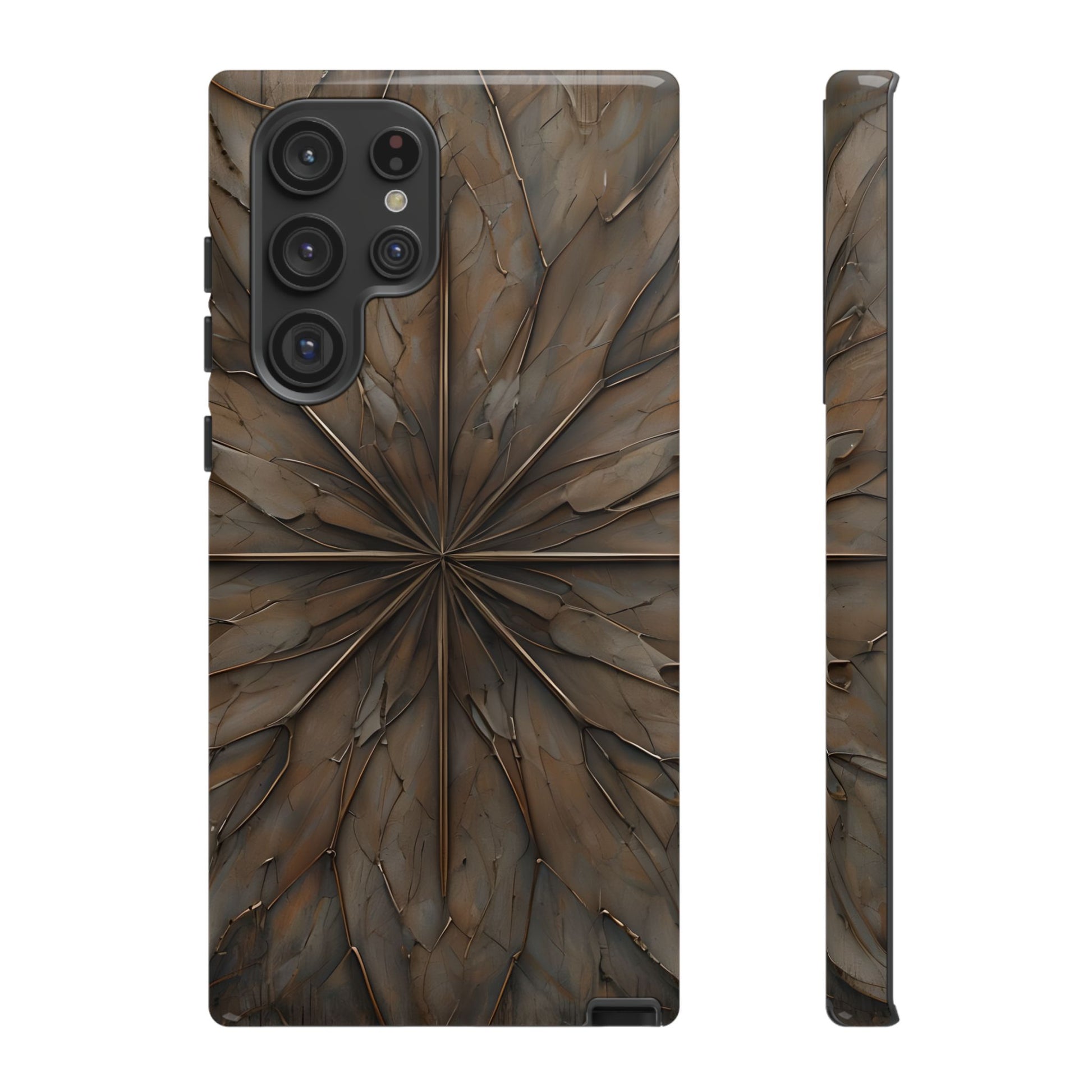 Earthstone Mandala - Kaleidoscope Collection Artistic Taupe Burst - Samsung Galaxy S22 Ultra Tough Phone Case