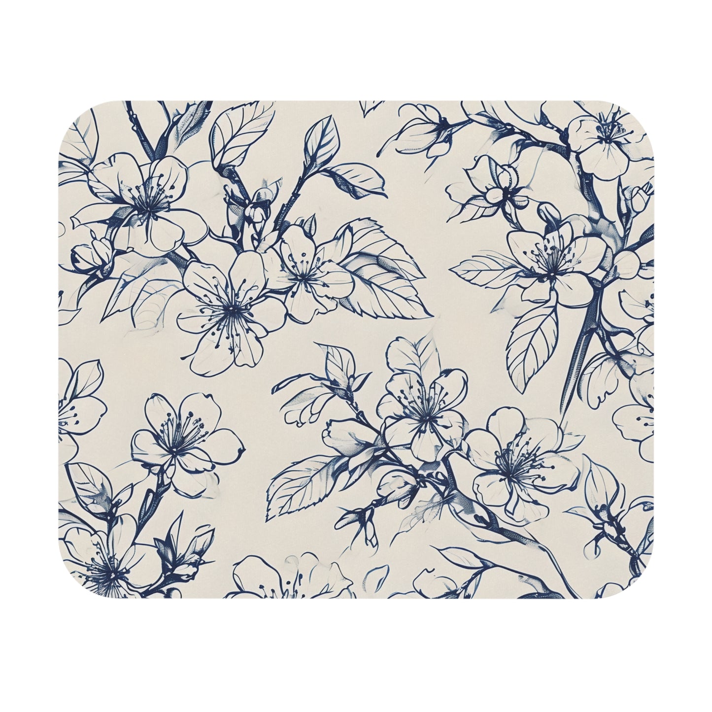 Blossom Sketch mouse pad featuring delicate hand-drawn botanical floral illustration