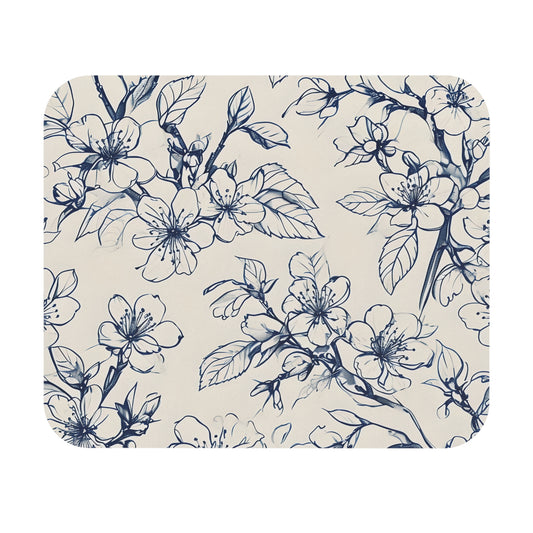 Blossom Sketch mouse pad featuring delicate hand-drawn botanical floral illustration