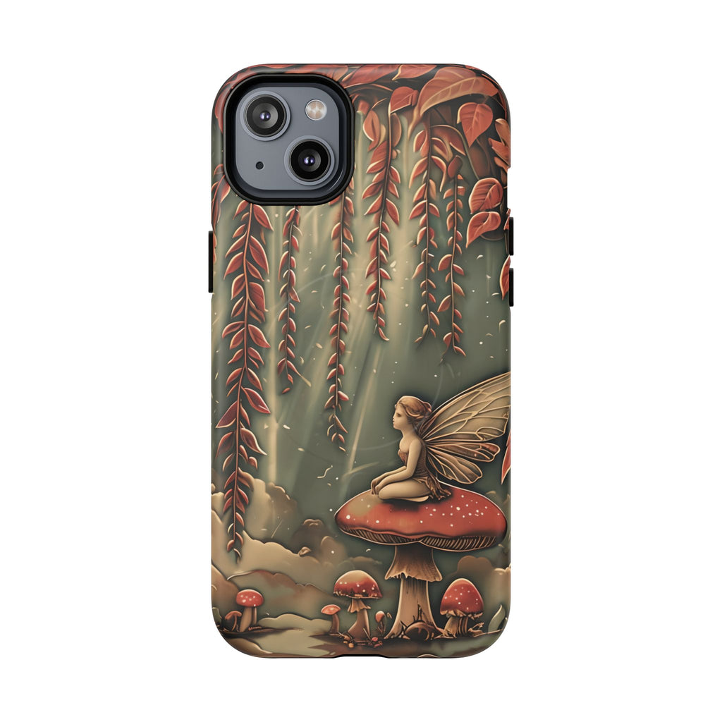 Willow Whisper - Tranquil Nature Art iPhone 14 Plus MagSafe Phone Case - Serene Willow Tree & Meditative Figure Design