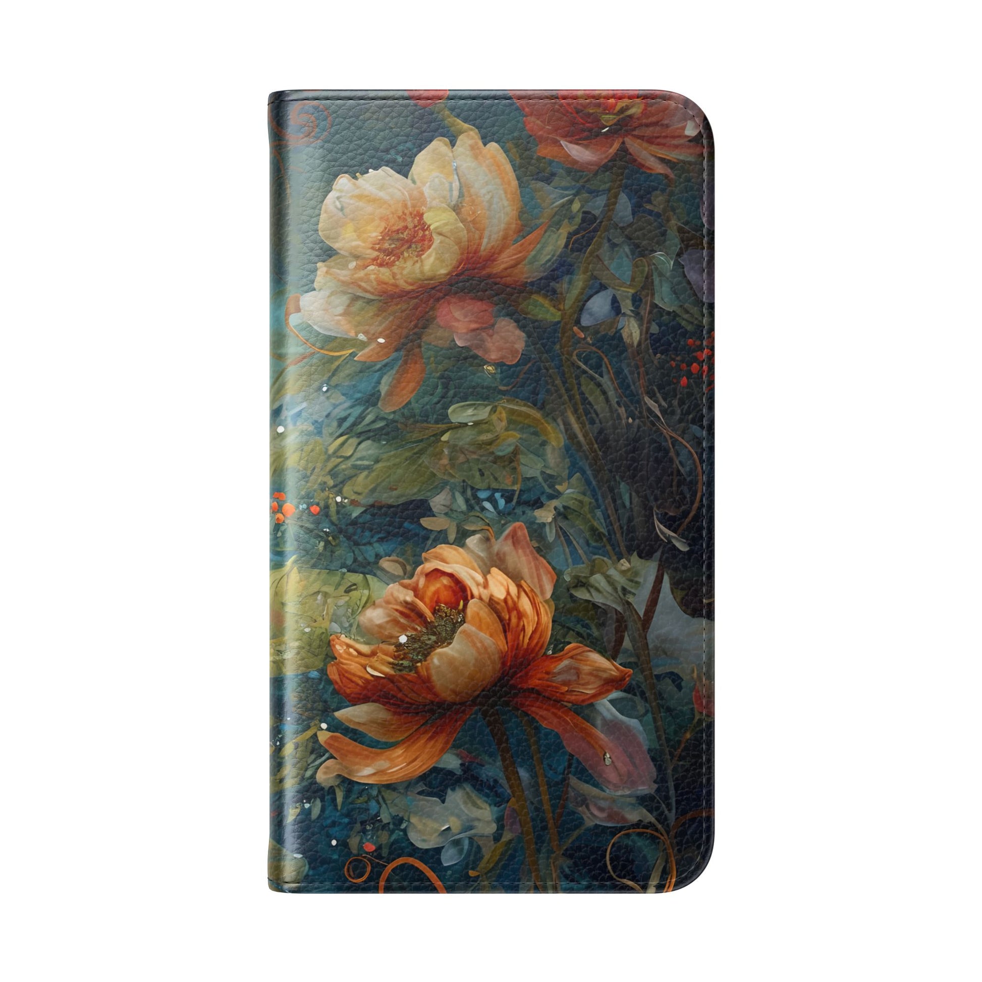 Waterlily Nocturne Samsung Galaxy S23 Wallet Case - Elegant Floral Flip Cover, Vintage Botanical Phone Folio