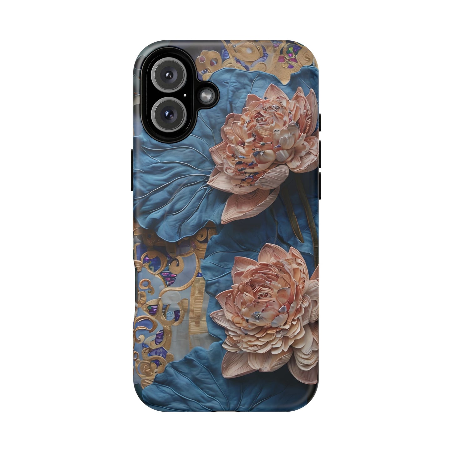 Peony Midnight Tapestry - iPhone Case- MagSafe Compatible - Elegant Blue & Blush Artful Phone Cover